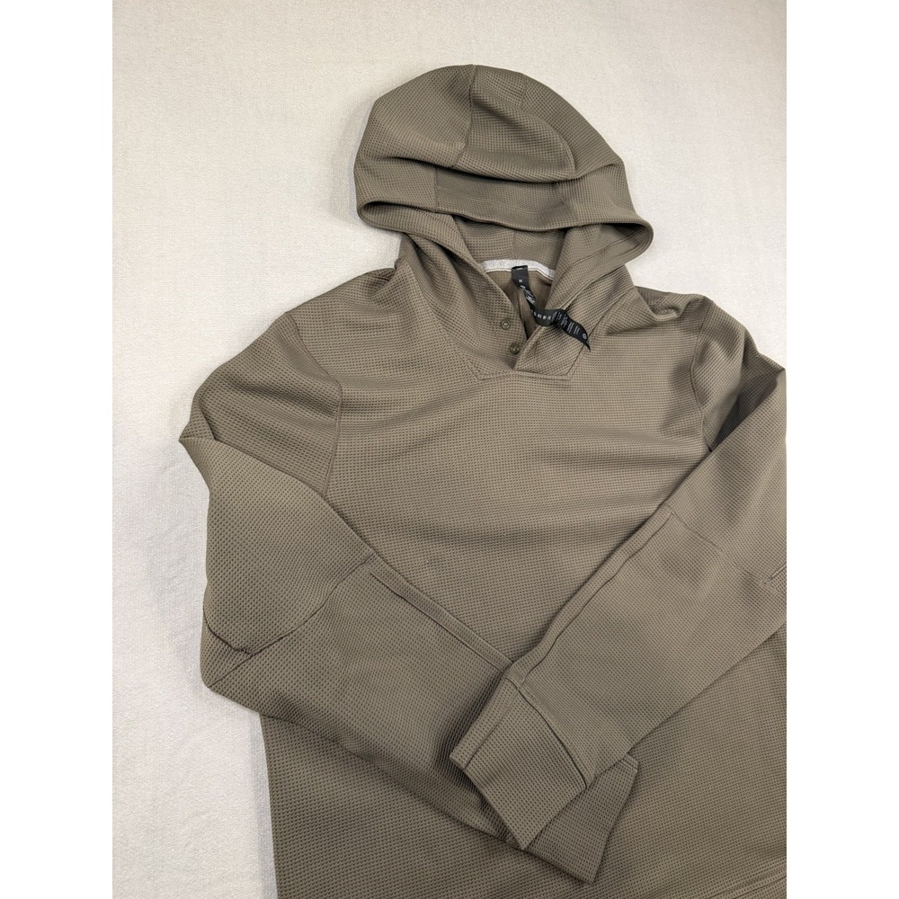 LULULEMON Shift Stitch Hoodie Mens Medium Green Waffle Knit Pullover Performance - Picture 7 of 11